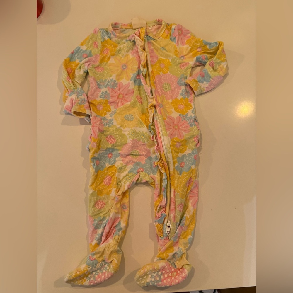 Colorful Floral Kids Footie Pajamas